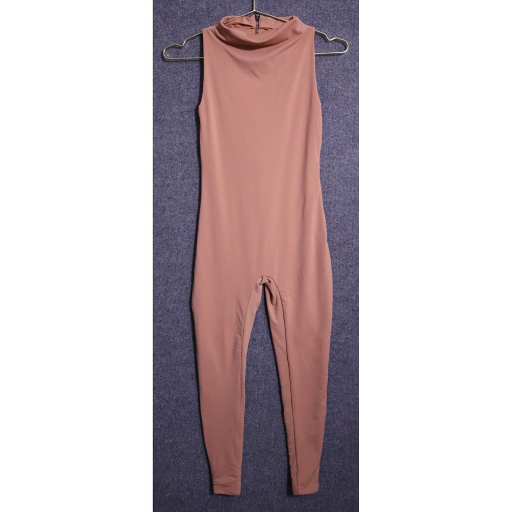 Bumpsuit Women Small Mauve The GIA Jumpsuit Mock Neck Zip Up Back‎ Slim Fit EUC